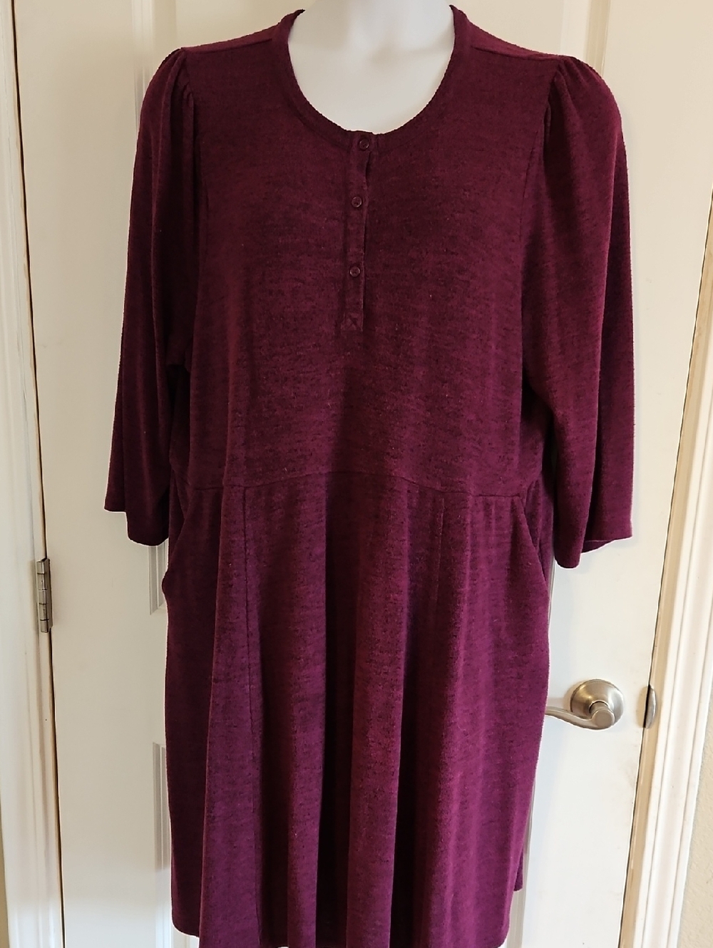 torrid Plum Henley Scoop-Neck Long Sleeve Dress